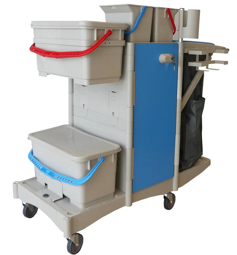 Szervízkocsi Hospital előkészító vödrökkel